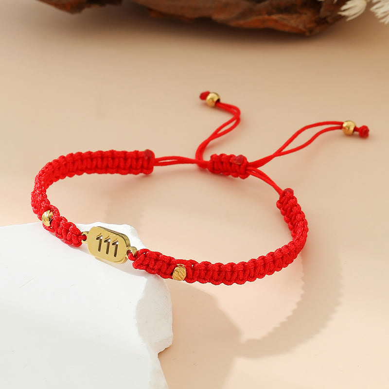 Buddha Stones Angel Numbers Red Black Braided String Connection Bracelet