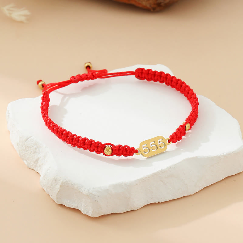 Buddha Stones Angel Numbers Red Black Braided String Connection Bracelet
