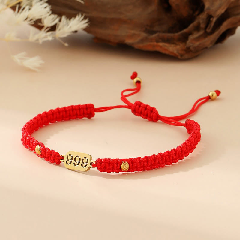 Buddha Stones Angel Numbers Red Black Braided String Connection Bracelet