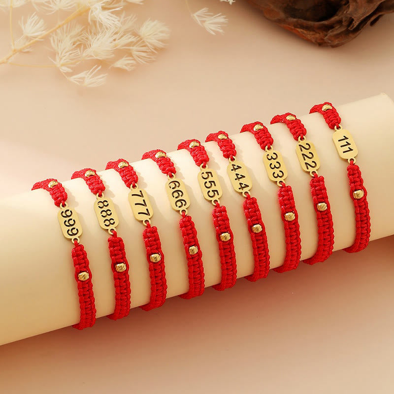 Buddha Stones Angel Numbers Red Black Braided String Connection Bracelet