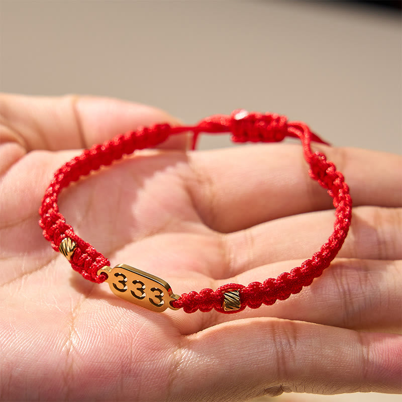 Buddha Stones Angel Numbers Red Black Braided String Connection Bracelet