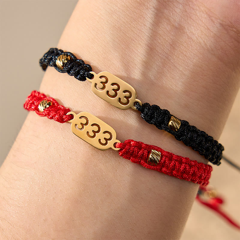 Buddha Stones Angel Numbers Red Black Braided String Connection Bracelet