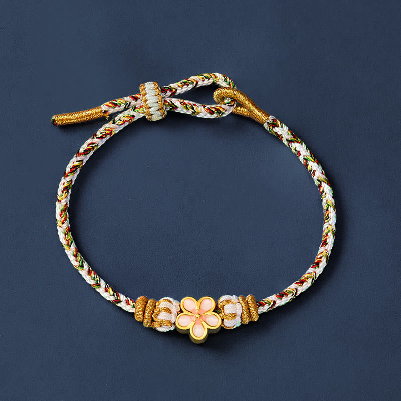 EverestArtstudios White Braided Rope Flower knowledge Bracelet