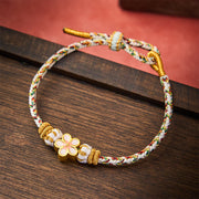 Buddha Stones White Braided Rope Flower knowledge Bracelet