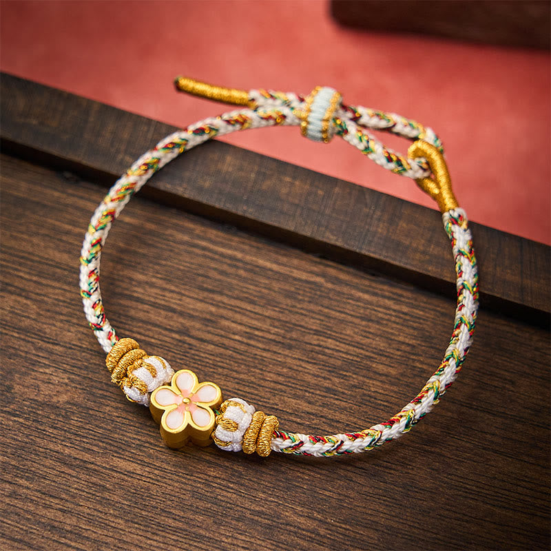 Buddha Stones White Braided Rope Flower knowledge Bracelet