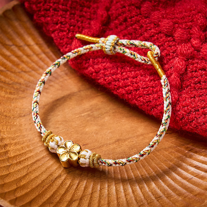 EverestArtstudios White Braided Rope Flower knowledge Bracelet