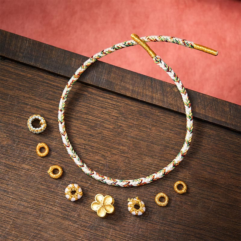 EverestArtstudios White Braided Rope Flower knowledge Bracelet
