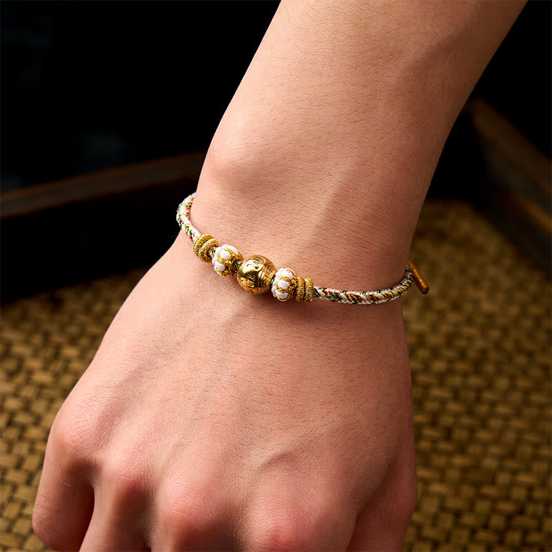 Buddha Stones White Braided Rope Om Mani Padme Hum Wisdom Bracelet