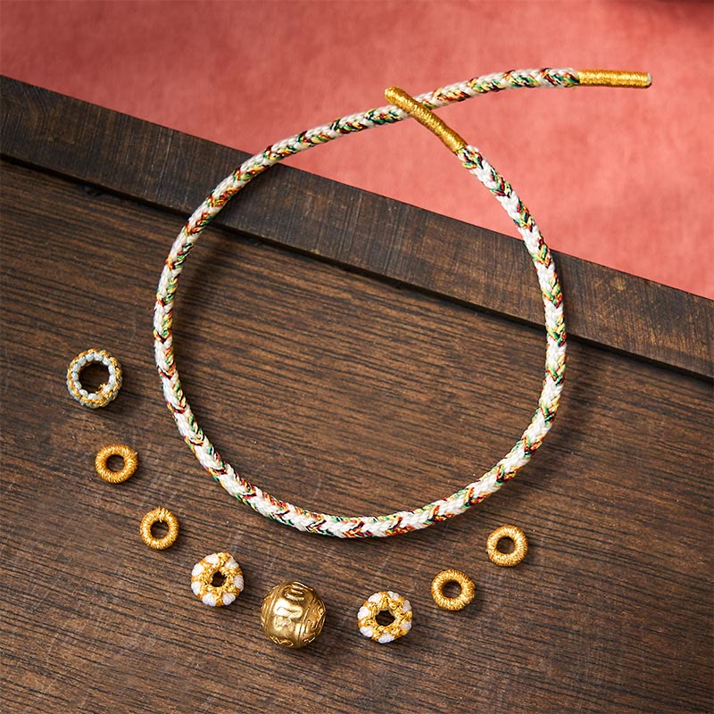 EverestArtstudios White Braided Rope Om Mani Padme Hum Wisdom Bracelet