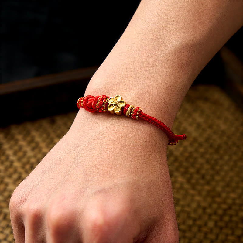 Buddha Stones Flower Braided Rope Knot Adjustable Bracelet