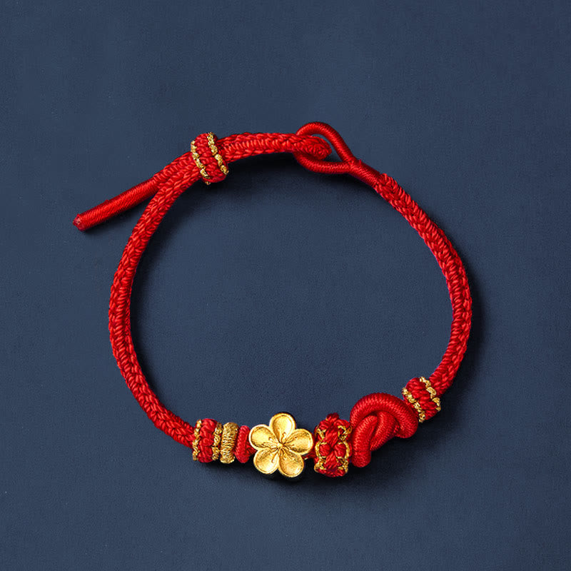 Buddha Stones Flower Braided Rope Knot Adjustable Bracelet
