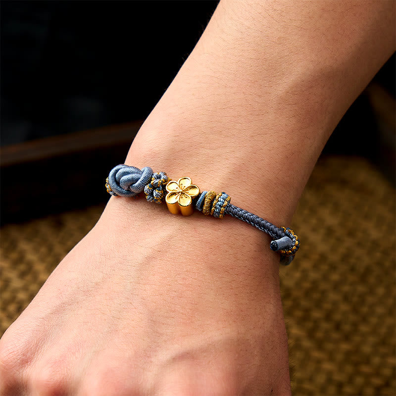 Buddha Stones Flower Braided Rope Knot Adjustable Bracelet
