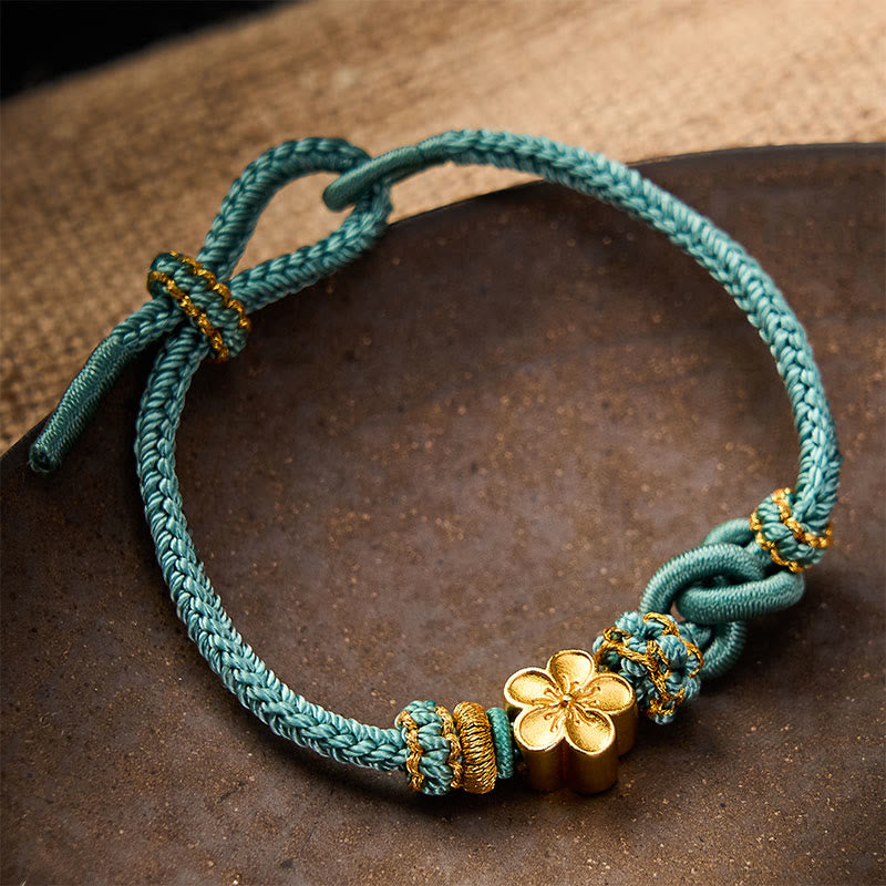 Buddha Stones Flower Braided Rope Knot Adjustable Bracelet
