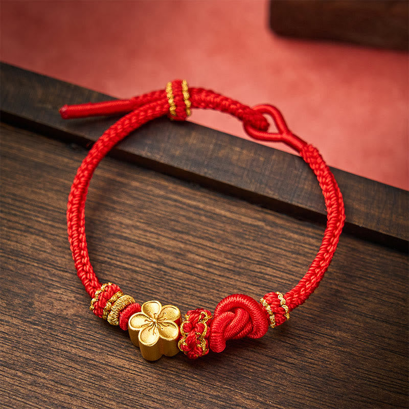 Buddha Stones Flower Braided Rope Knot Adjustable Bracelet