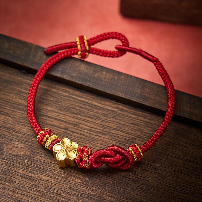 Buddha Stones Flower Braided Rope Knot Adjustable Bracelet