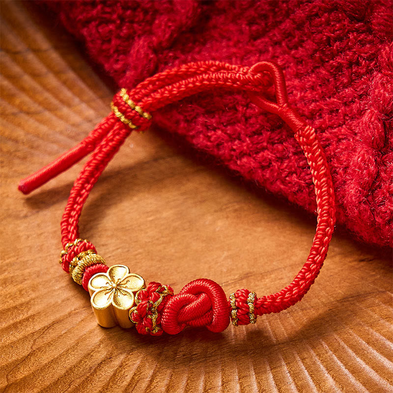 Buddha Stones Flower Braided Rope Knot Adjustable Bracelet