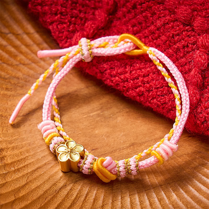 Buddha Stones Flower Braided Rope Knot Double Wrap Adjustable Bracelet