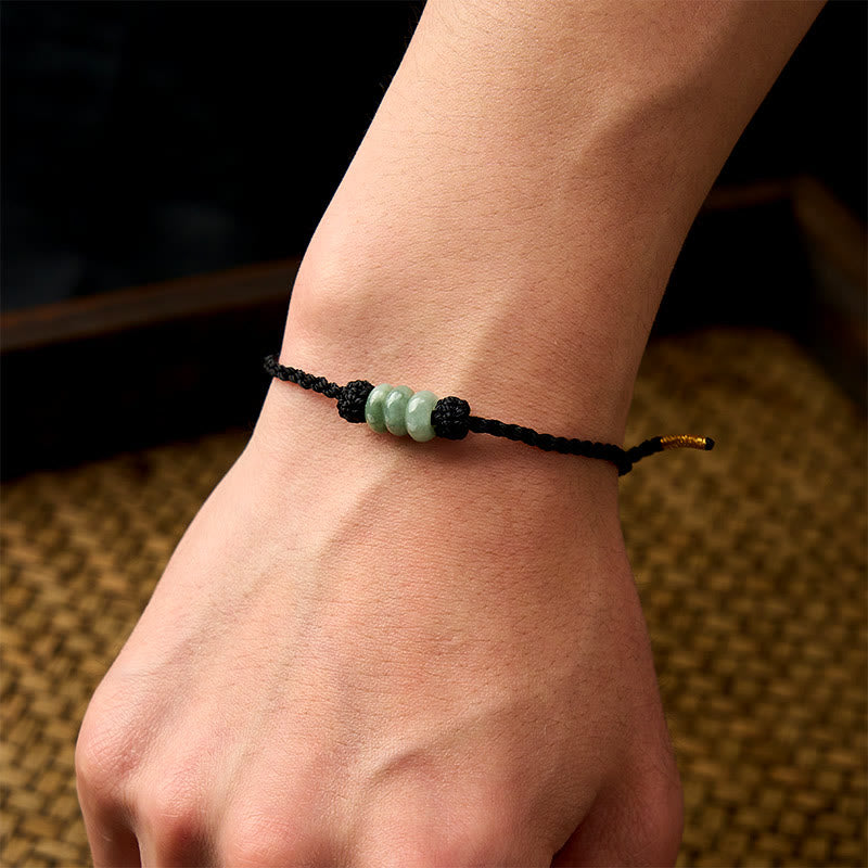 EverestArtstudios Handmade Braided Red String 3mm Jade Beads Protection Adjustable DIY Bracelet