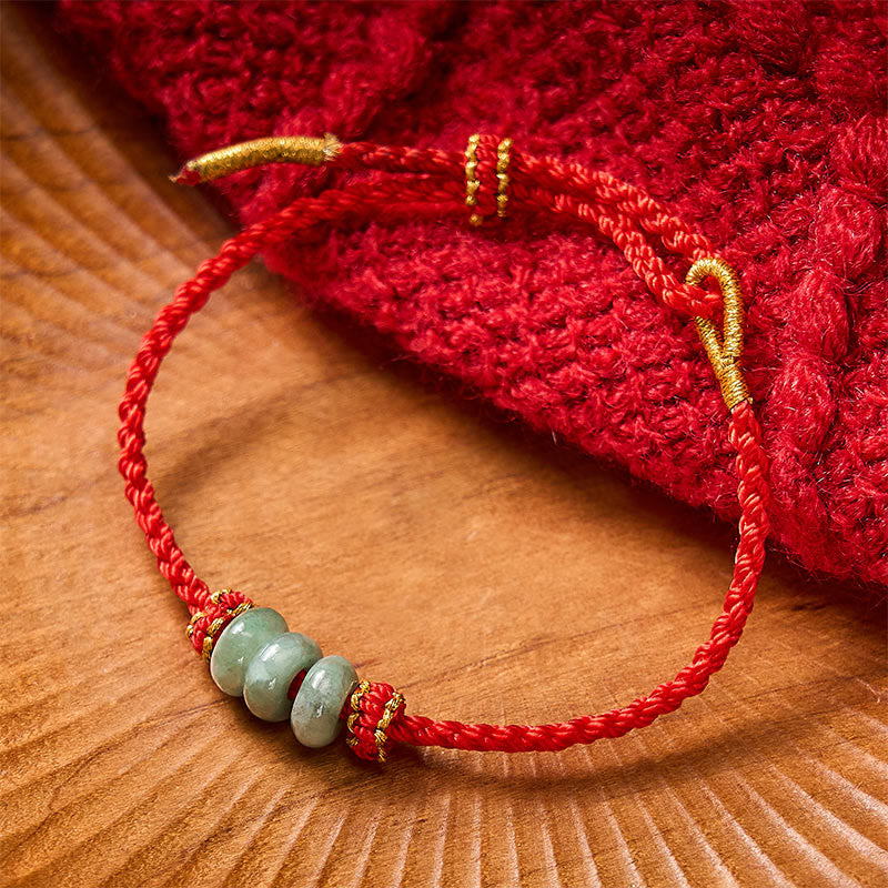 EverestArtstudios Handmade Braided Red String 3mm Jade Beads Protection Adjustable DIY Bracelet