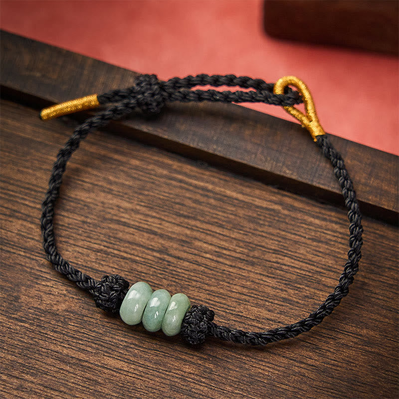 EverestArtstudios Handmade Braided Red String 3mm Jade Beads Protection Adjustable DIY Bracelet