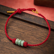 EverestArtstudios Handmade Braided Red String 3mm Jade Beads Protection Adjustable DIY Bracelet