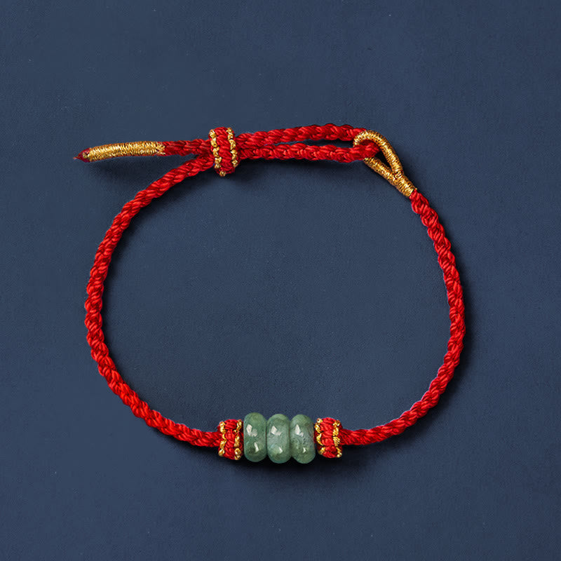 EverestArtstudios Handmade Braided Red String 3mm Jade Beads Protection Adjustable DIY Bracelet