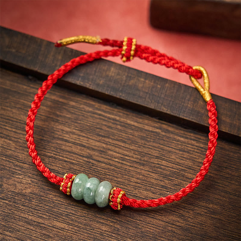 EverestArtstudios Handmade Braided Red String 3mm Jade Beads Protection Adjustable DIY Bracelet