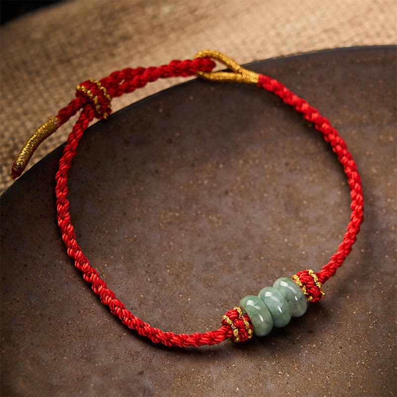 EverestArtstudios Handmade Braided Red String 3mm Jade Beads Protection Adjustable DIY Bracelet