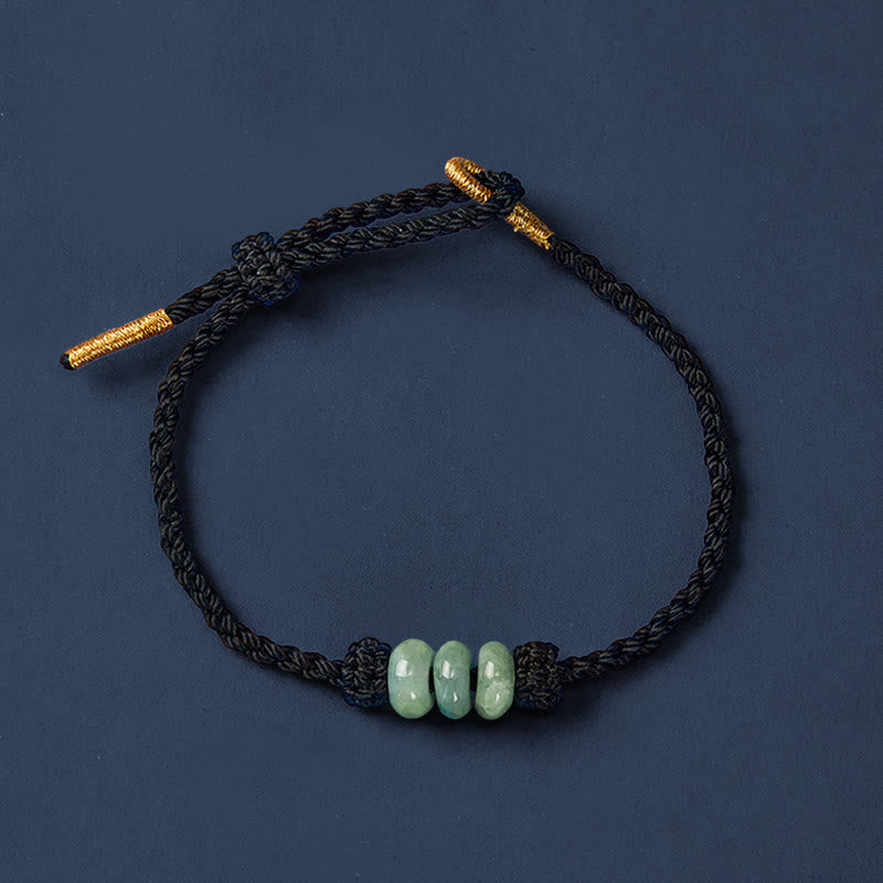 Buddha Stones Handmade Braided Red String 3mm Jade Beads Protection Adjustable DIY Bracelet