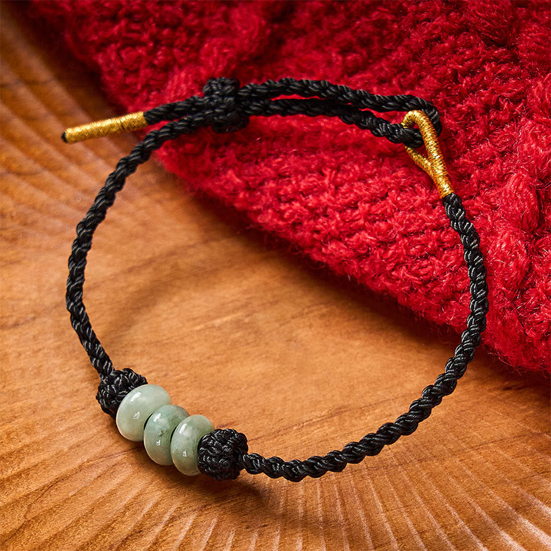 EverestArtstudios Handmade Braided Red String 3mm Jade Beads Protection Adjustable DIY Bracelet