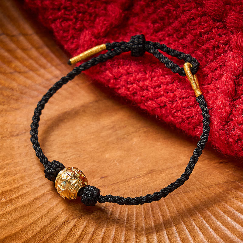 EverestArtstudios Hand-Woven Red String Strength Om Mani Padme Hum Adjustable DIY Bracelet