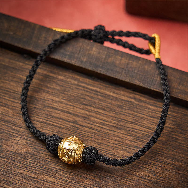 Buddha Stones Hand-Woven Red String Strength Om Mani Padme Hum Adjustable DIY Bracelet