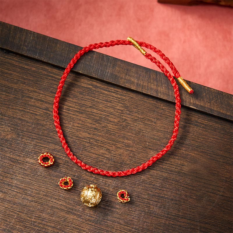 Buddha Stones Hand-Woven Red String Strength Om Mani Padme Hum Adjustable DIY Bracelet