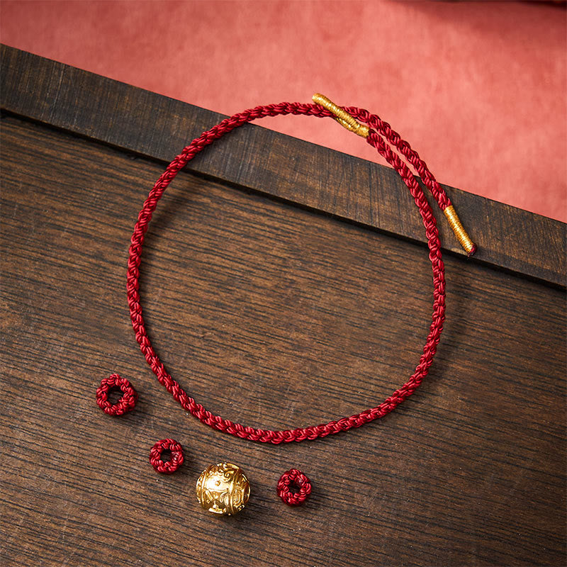 EverestArtstudios Hand-Woven Red String Strength Om Mani Padme Hum Adjustable DIY Bracelet