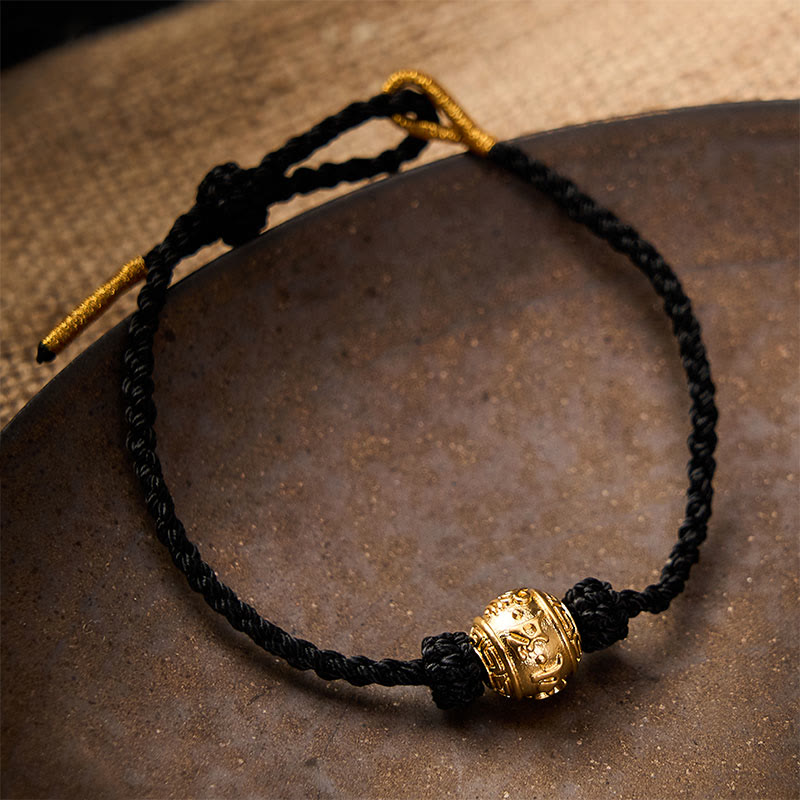 EverestArtstudios Hand-Woven Red String Strength Om Mani Padme Hum Adjustable DIY Bracelet