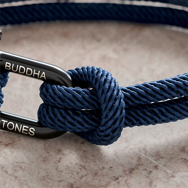 Buddha Stones Titanium Steel Shackle Rope Strengthen Bracelet