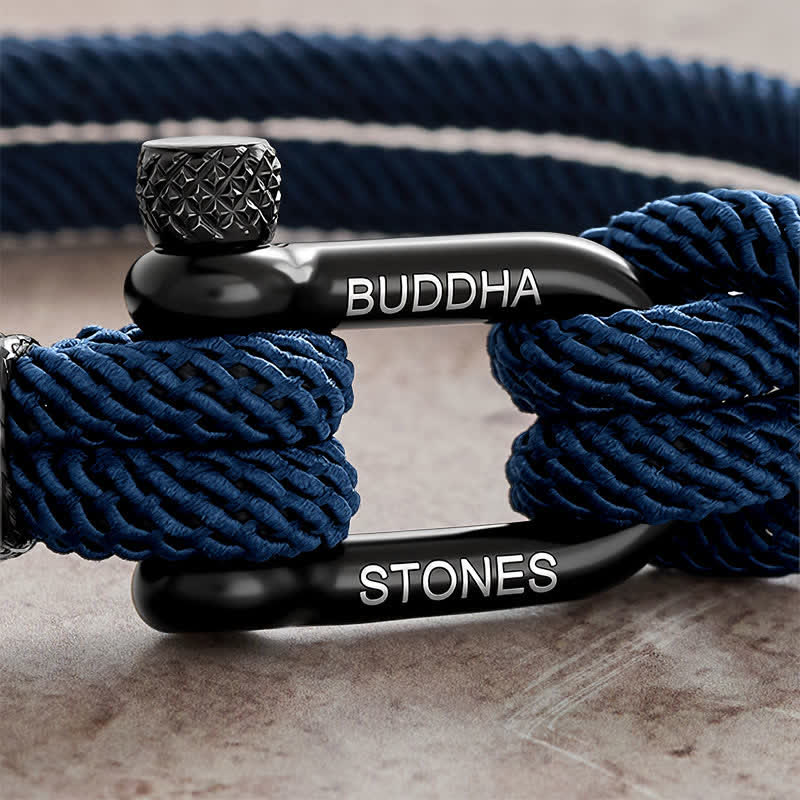 Buddha Stones Titanium Steel Shackle Rope Strengthen Bracelet