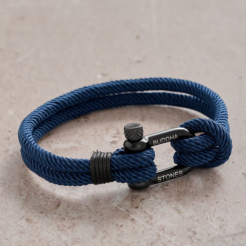 Buddha Stones Titanium Steel Shackle Rope Strengthen Bracelet