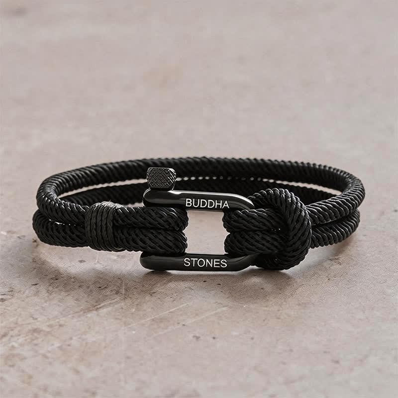 Buddha Stones Titanium Steel Shackle Rope Strengthen Bracelet