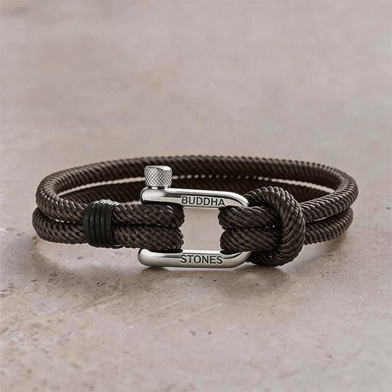 Buddha Stones Titanium Steel Shackle Rope Strengthen Bracelet