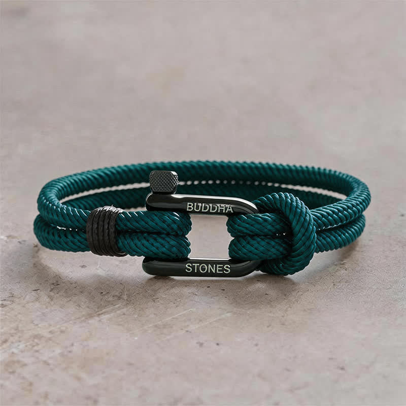 Buddha Stones Titanium Steel Shackle Rope Strengthen Bracelet