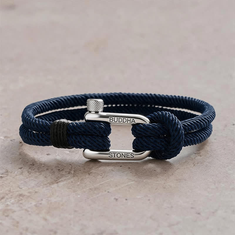 Buddha Stones Titanium Steel Shackle Rope Strengthen Bracelet