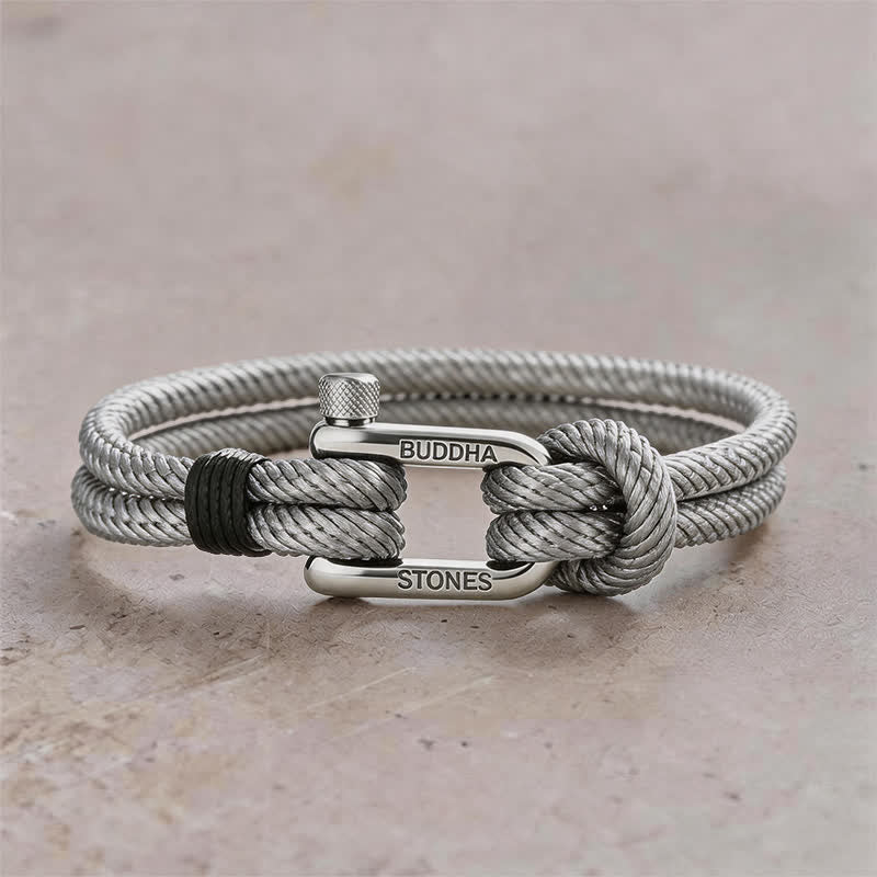 Buddha Stones Titanium Steel Shackle Rope Strengthen Bracelet