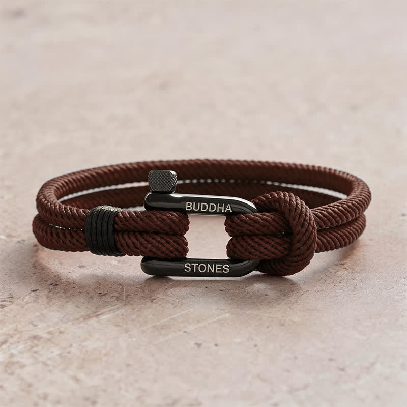 Buddha Stones Titanium Steel Shackle Rope Strengthen Bracelet