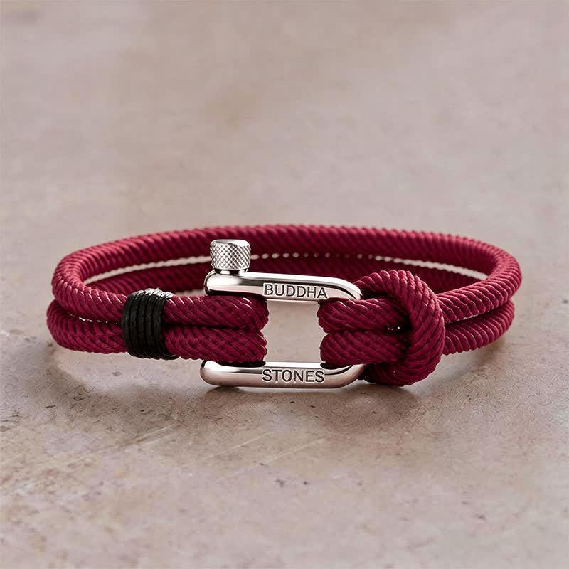 Buddha Stones Titanium Steel Shackle Rope Strengthen Bracelet