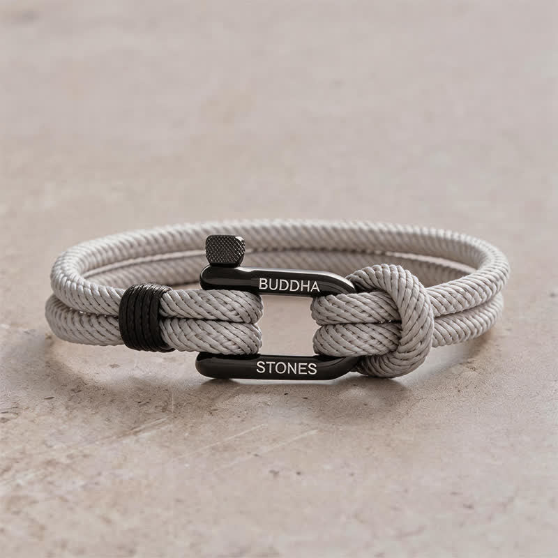 Buddha Stones Titanium Steel Shackle Rope Strengthen Bracelet