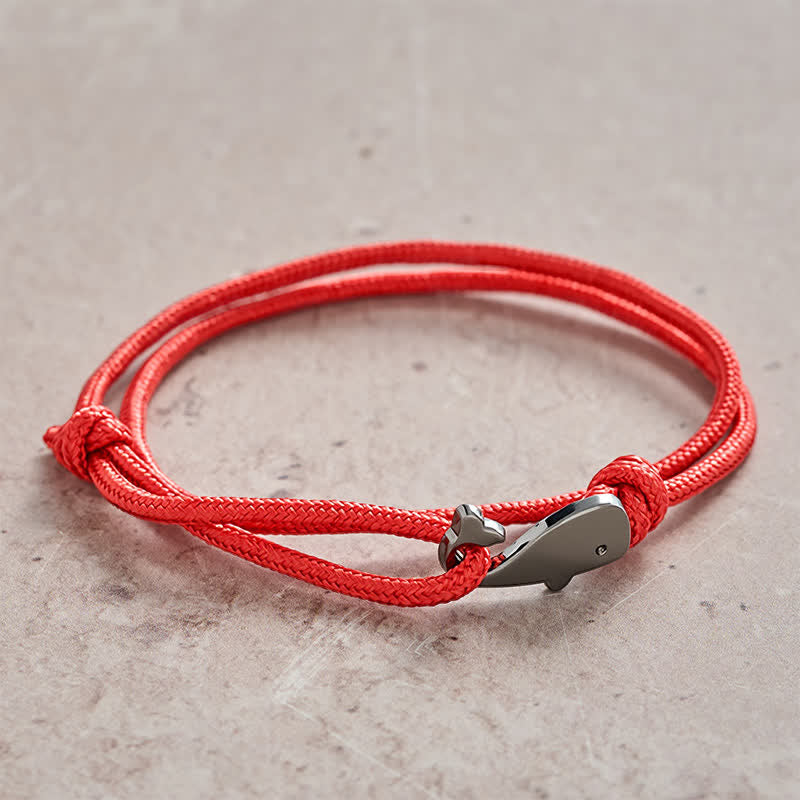 Buddha Stones Double Wrap Braided Rope Whale Connection Bracelet