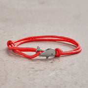 Buddha Stones Double Wrap Braided Rope Whale Connection Bracelet