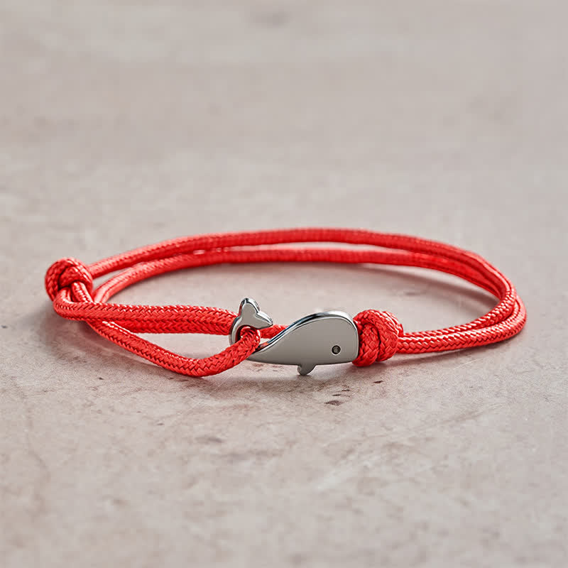 Buddha Stones Double Wrap Braided Rope Whale Connection Bracelet