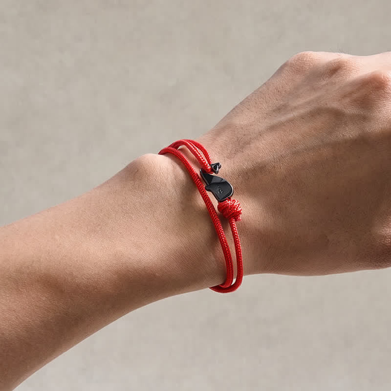 Buddha Stones Double Wrap Braided Rope Whale Connection Bracelet